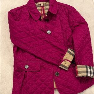 Burberry Quilted Jacket in Fuchsia with Check Lining